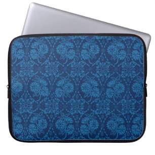 Funda Para Portátil Indigo Blue Floral Faux Lace Pattern