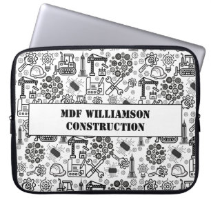 Funda Para Portátil Ingeniero arquitectónico negro y blanco
