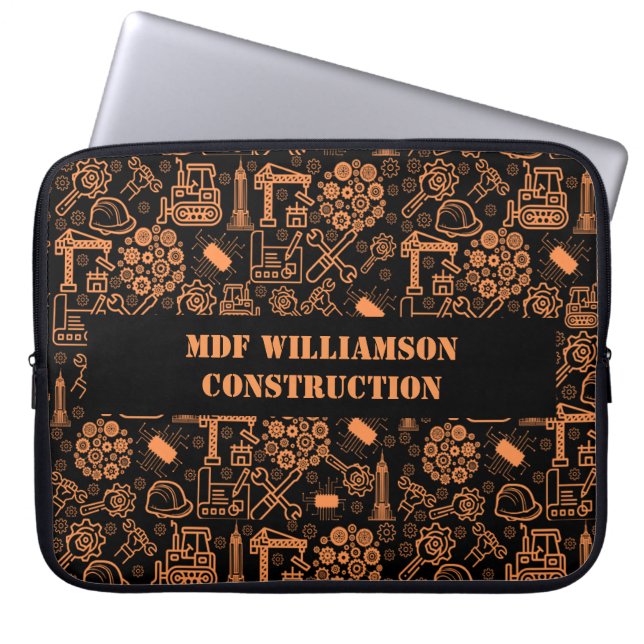 Funda Para Portátil Ingeniero arquitectónico negro y marrón (Frente)