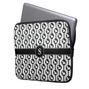 Funda Para Portátil Inicial con monograma de Polkadot del perro de
