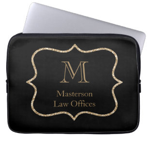 Funda Para Portátil Inicial de nombre con monograma dorado profesional
