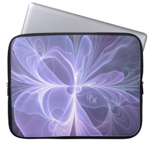 Funda Para Portátil Iniciales de arte fractal moderno abstracto púrpur