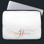 Funda Para Portátil Iniciales de monograma con guión de terracota Mini<br><div class="desc">Una moda moderna y elegante escritura de terracota iniciales monograma en blanco,  con un dramático guión inicial con toques y tu nombre completo en un moderno tipo serif.</div>
