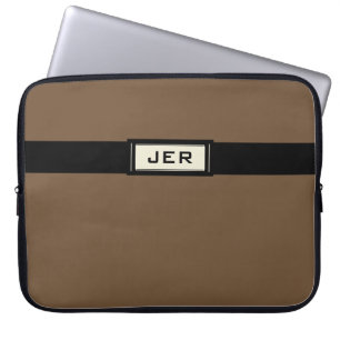 Funda Para Portátil Iniciales Modernas Monogramadas Marrón Negro Genia