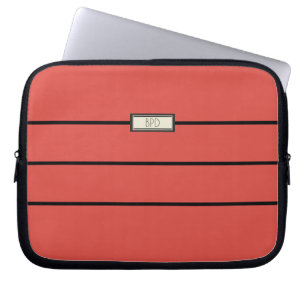 Funda Para Portátil Iniciales Monogramadas Modernas Rojo Negro Minimal