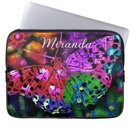 Funda Para Portátil Insectos de mariposa Resumen Naranja rosa verde mo
