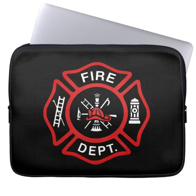 Funda Para Portátil Insignia de bombero roja (Frente)