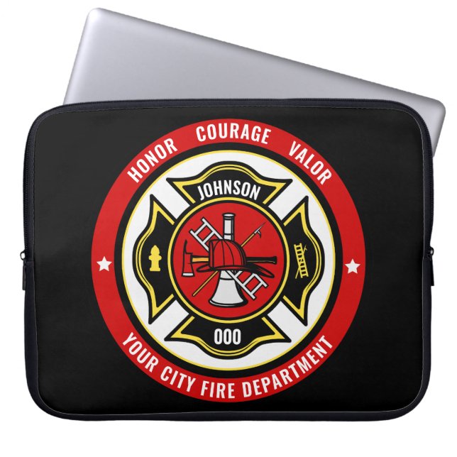 Funda Para Portátil Insignia del Departamento de Bomberos de Rescate d (Frente)