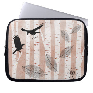 Funda Para Portátil Intento de asesinato de cuervos en bosque de aves 
