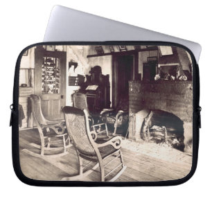 Funda Para Portátil Interior de una cabaña de madera americana,