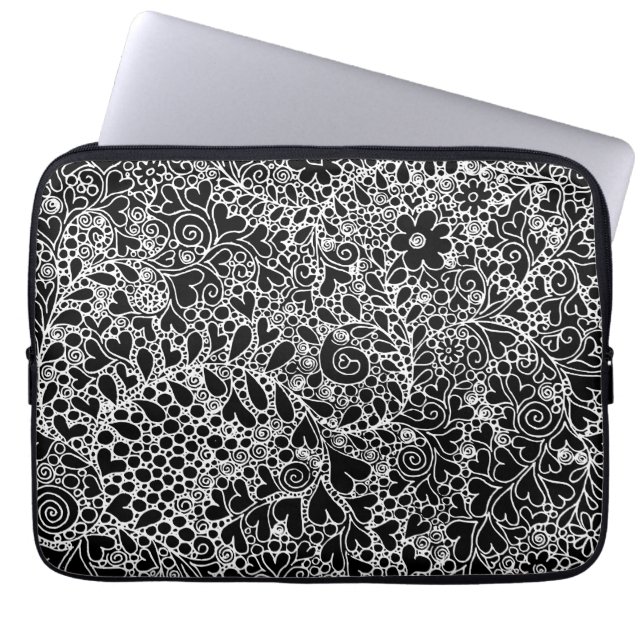 Funda Para Portátil Intricate Hand-Drawn Floral Lace Pattern  (Frente)