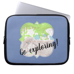 Funda Para Portátil "Ir a explorar" Mapa topográfico Quatrefoil