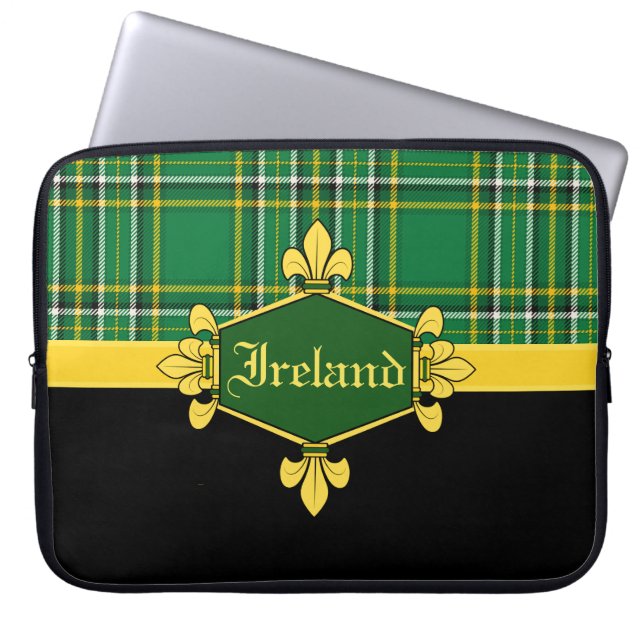 Funda Para Portátil Irlandés National Tartán, Personalizar con nombre (Frente)