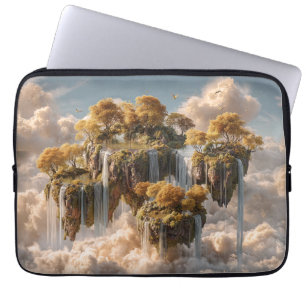 Funda Para Portátil Islas flotantes surrealistas con árboles dorados