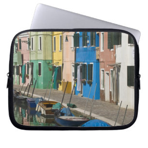 Funda Para Portátil Italia, Venecia, Burano. Casas multicolores a lo l