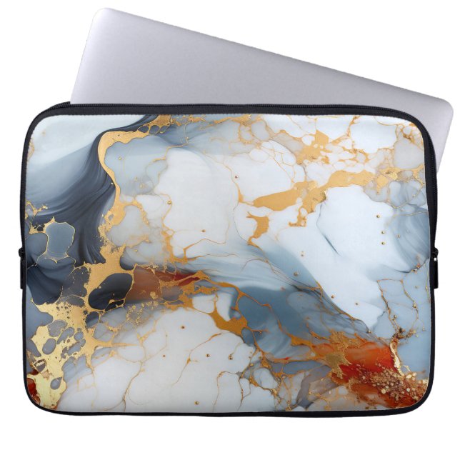 Funda Para Portátil Ivory Marble with Gold & Rust Veins (Frente)