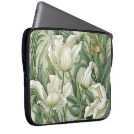 Funda Para Portátil Ivory Tulip Serenity - Botanical Art Nouveau