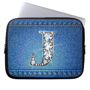 Funda Para Portátil J Faux "Diamond" Denim Stitling Electronics Bag