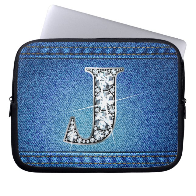 Funda Para Portátil J Faux "Diamond" Denim Stitling Electronics Bag (Frente)