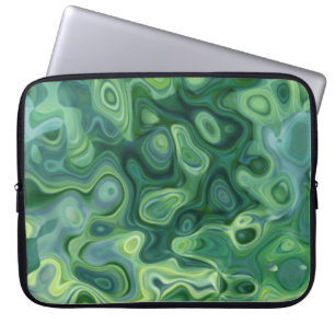 Funda Para Portátil Jade Green Resumen Amoeba Art Laptop Sleeve