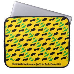 Funda Para Portátil JAMAICA Psalm 33:12 Blessed Nation Yellow Laptop