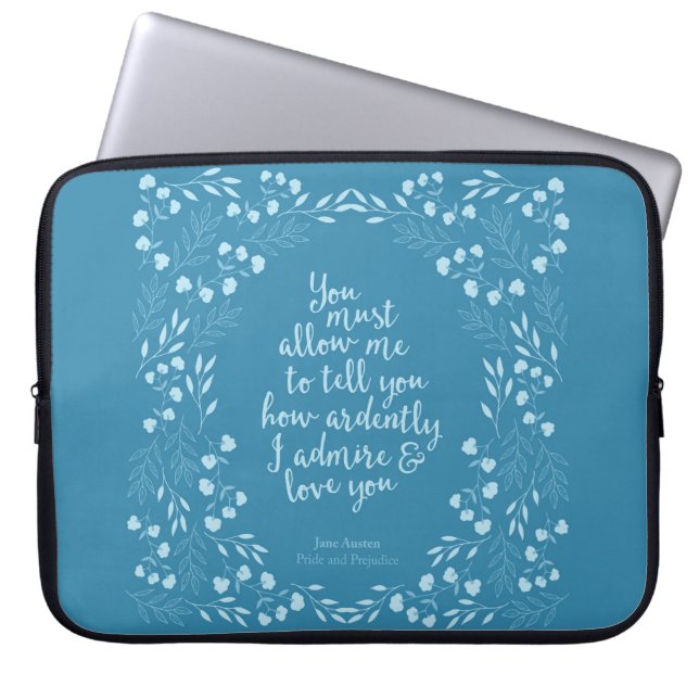 Funda Para Portátil Jane Austen Orgullo y Prejuicio Amor Floral (Frente)