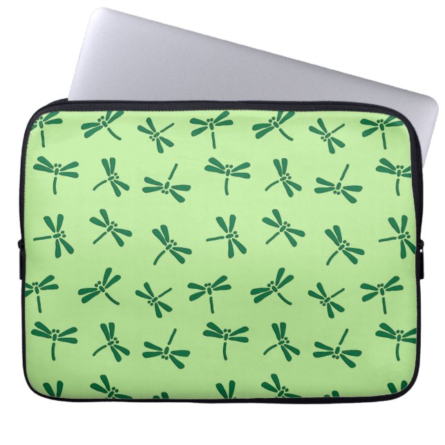 Funda Para Portátil Japanese Dragonfly Pattern, Light Jade Green (Frente)