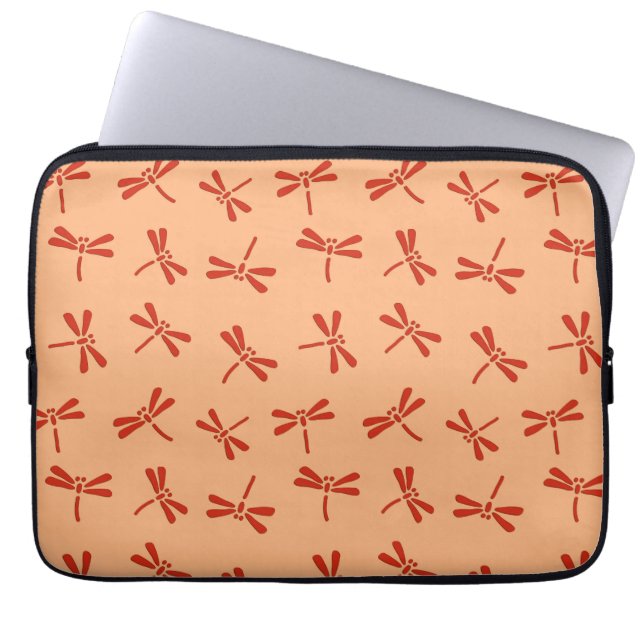 Funda Para Portátil Japanese Dragonfly Pattern, Mandarin Orange (Frente)