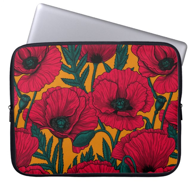Funda Para Portátil Jardín de amapola roja (Frente)