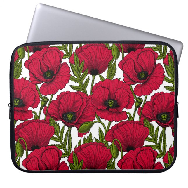 Funda Para Portátil jardín de amapolas rojas 2 (Frente)