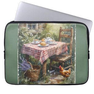 Funda Para Portátil Jardín de Cabaña Té Mañana Acuarela