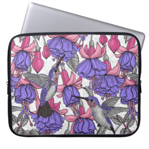 Funda Para Portátil Jardín de colibrís en melrosa y rosa