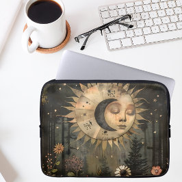 Funda Para Portátil Jardín de flores silvestres del sol y la luna cele