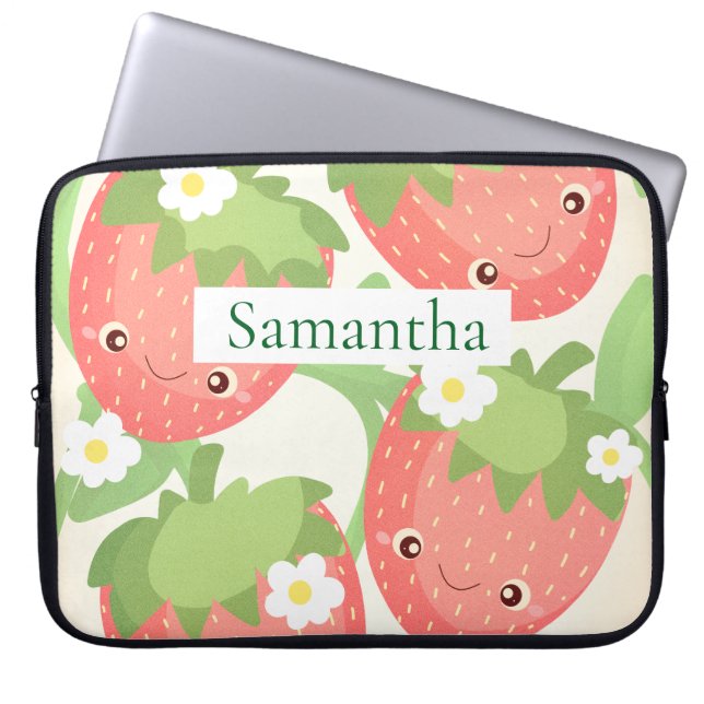Funda Para Portátil Jardín de Fresas Bonito  (Frente)