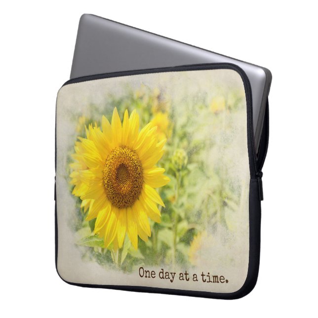 Funda Para Portátil Jardín De Girasol Con Cita (Anverso izquierdo)