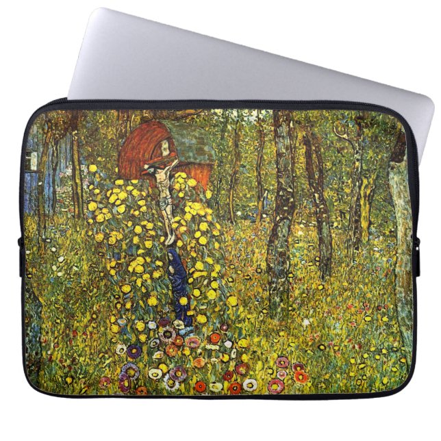 Funda Para Portátil Jardín de granja con Crucifijo por Gustav Klimt (Frente)
