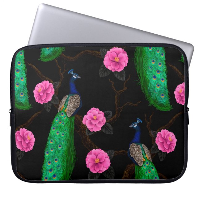 Funda Para Portátil Jardín de pavos reales nocturnos (Frente)