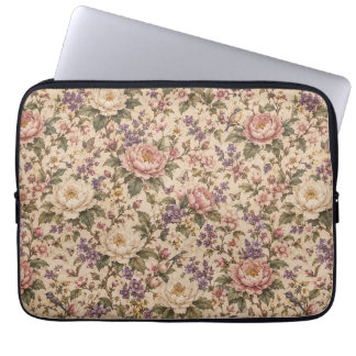 Funda Para Portátil Jardín de rosas botánicas vintage y patrón de mari