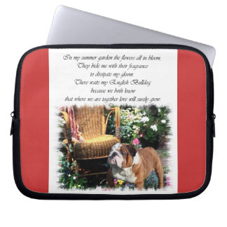 Funda Para Portátil Jardín de verano de arte de Bulldog inglés