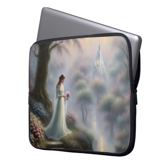 Funda Para Portátil Jardín del Castillo Encantado con Princesa (Anverso izquierdo)