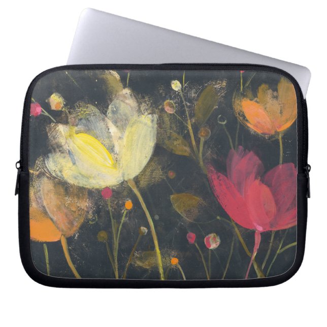 Funda Para Portátil Jardín del claro de luna en negro (Frente)