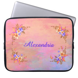 Funda Para Portátil Jardín floral Elegante color de agua rosada Person