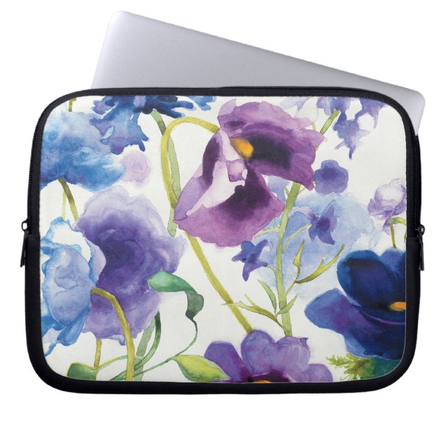 Funda Para Portátil Jardín mezclado azul y púrpura (Frente)