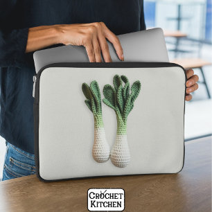 Funda Para Portátil Jardín verde Minimalista Crochet Leek Yarn Art