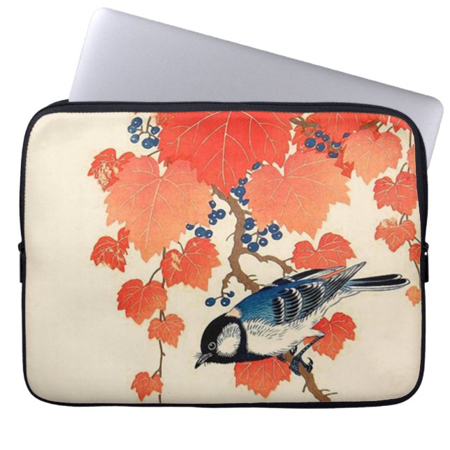 Funda Para Portátil Jay Bird japonés y Grapevine otoñal (Frente)