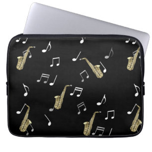 Funda Para Portátil Jazzy Saxophone & Musical Notes