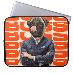Funda Para Portátil Jefe encabezado por la cabeza de perro parado con