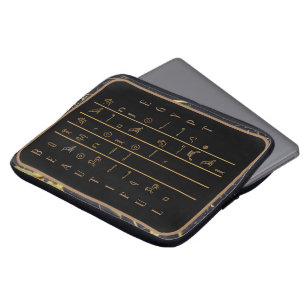 Funda Para Portátil Jeroglíficos Belleza Egipto marco negro y dorado