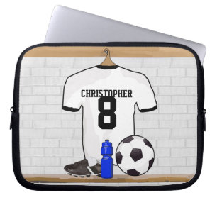 Funda Para Portátil Jersey de fútbol negro blanco personalizado del