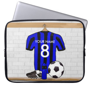 Funda Para Portátil Jersey de fútbol negro y azul personalizado del